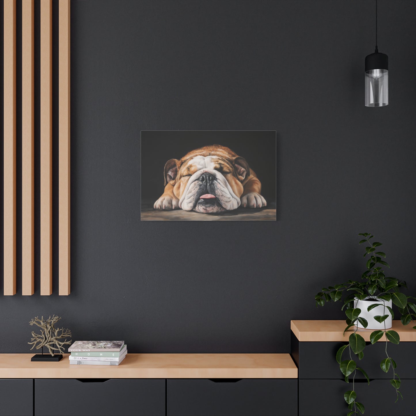 Sleeping Bulldog Canvas Art - Dog Wall Decor