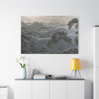 Serene Misty Mountain Landscape Art - Canvas