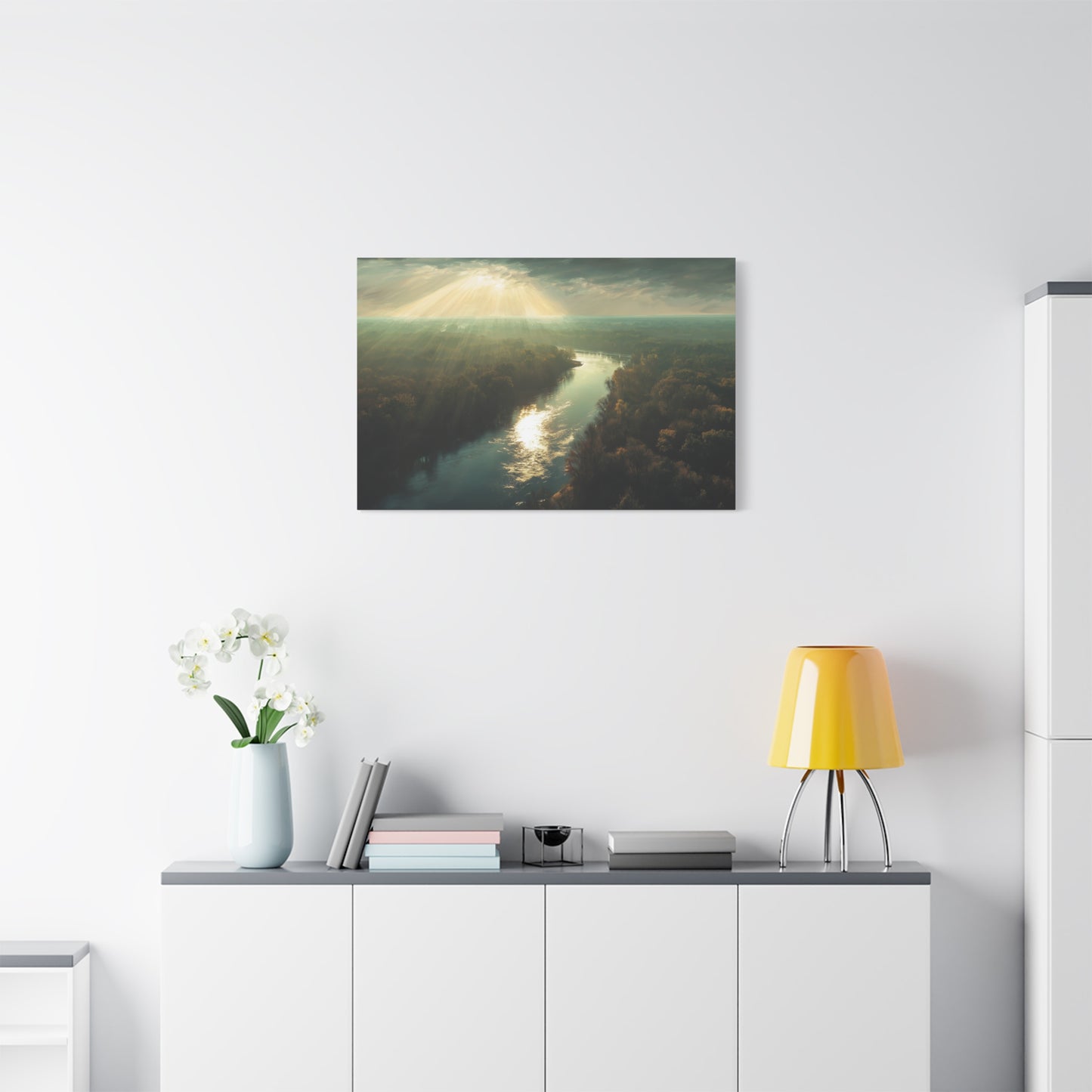 Beautiful Aerial River And Forest View - Canvas