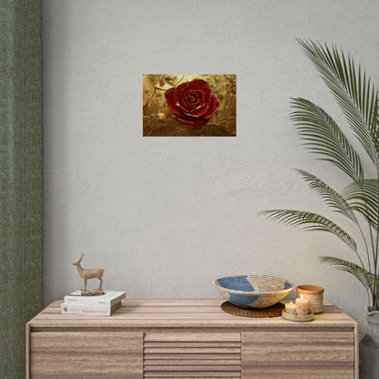 Gold Leaf Elegant Rose - Premium Art Print