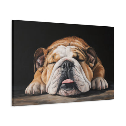 Sleeping Bulldog Canvas Art - Dog Wall Decor