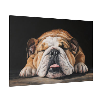 Sleeping Bulldog Canvas Art - Dog Wall Decor