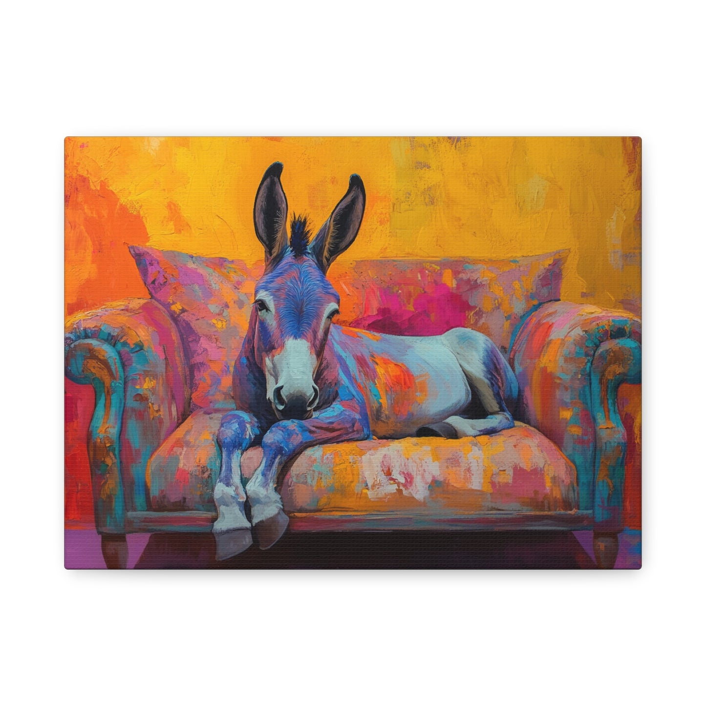 Regal Donkey Relaxing On A Couch - Canvas