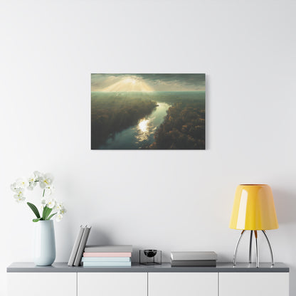 Beautiful Aerial River And Forest View - Canvas