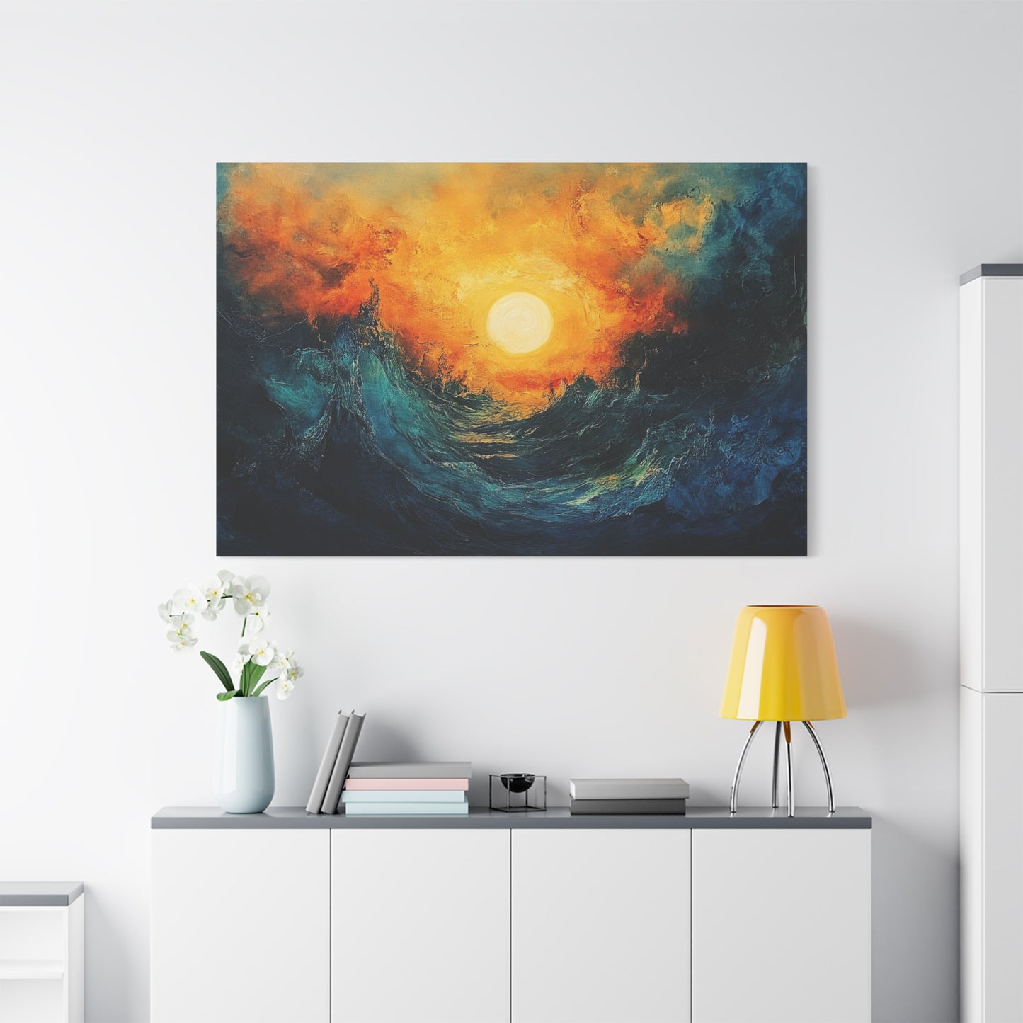 Sun Pierces The Waves Abstract Art - Canvas