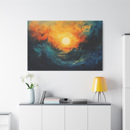 Sun Pierces The Waves Abstract Art - Canvas