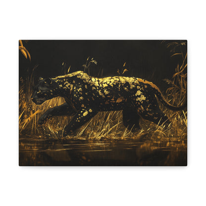 Gold Leaf Black Panther Animal Art - Canvas