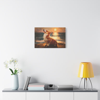 Corgi Sunbathing Canvas Art - Dog Wall Decor - Corgi Art