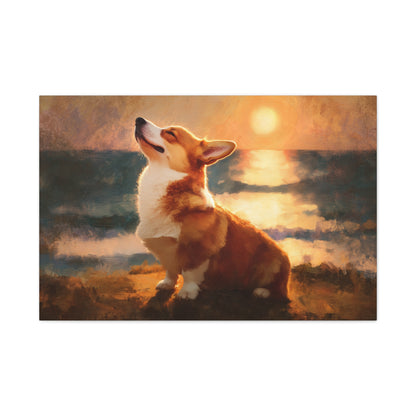 Corgi Sunbathing Canvas Art - Dog Wall Decor - Corgi Art