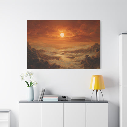 Red Dawn Sunset Landscape Art - Canvas