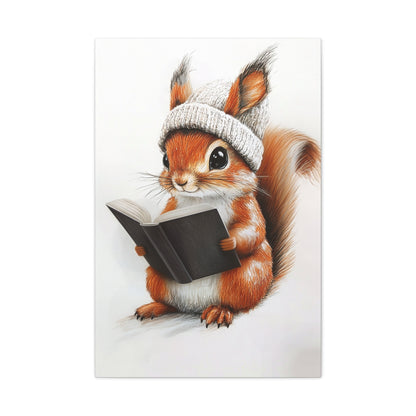 Intelligent Squirrel Reading A Book - Canvas