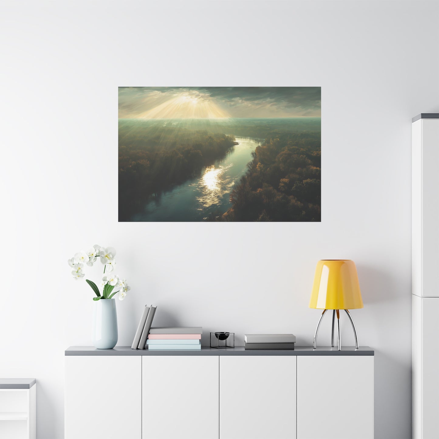 Beautiful Aerial River And Forest View - Canvas