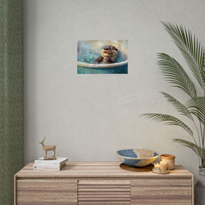 Playful Otter Taking A Bath - Premium Art Print