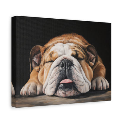 Sleeping Bulldog Canvas Art - Dog Wall Decor