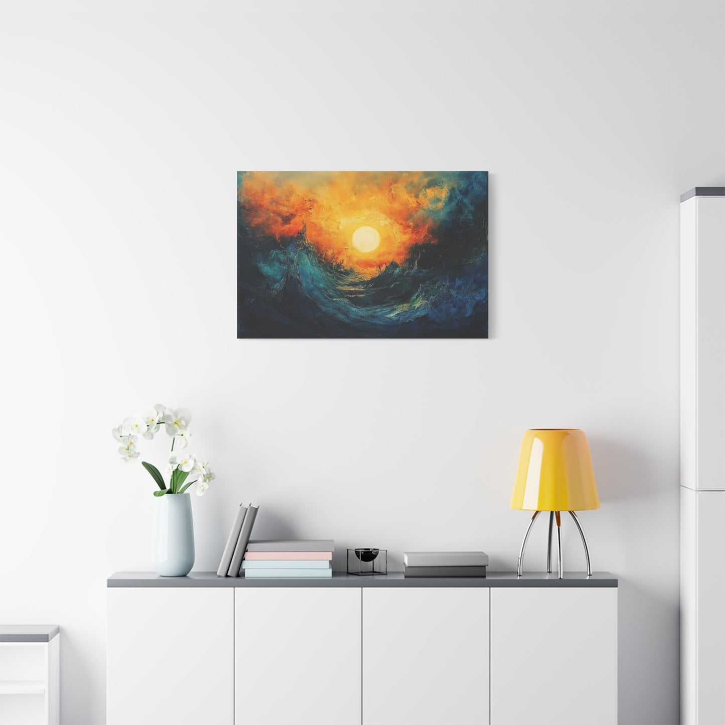 Sun Pierces The Waves Abstract Art - Canvas