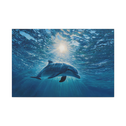 Sunlit Dolphin Underwater Art - Canvas