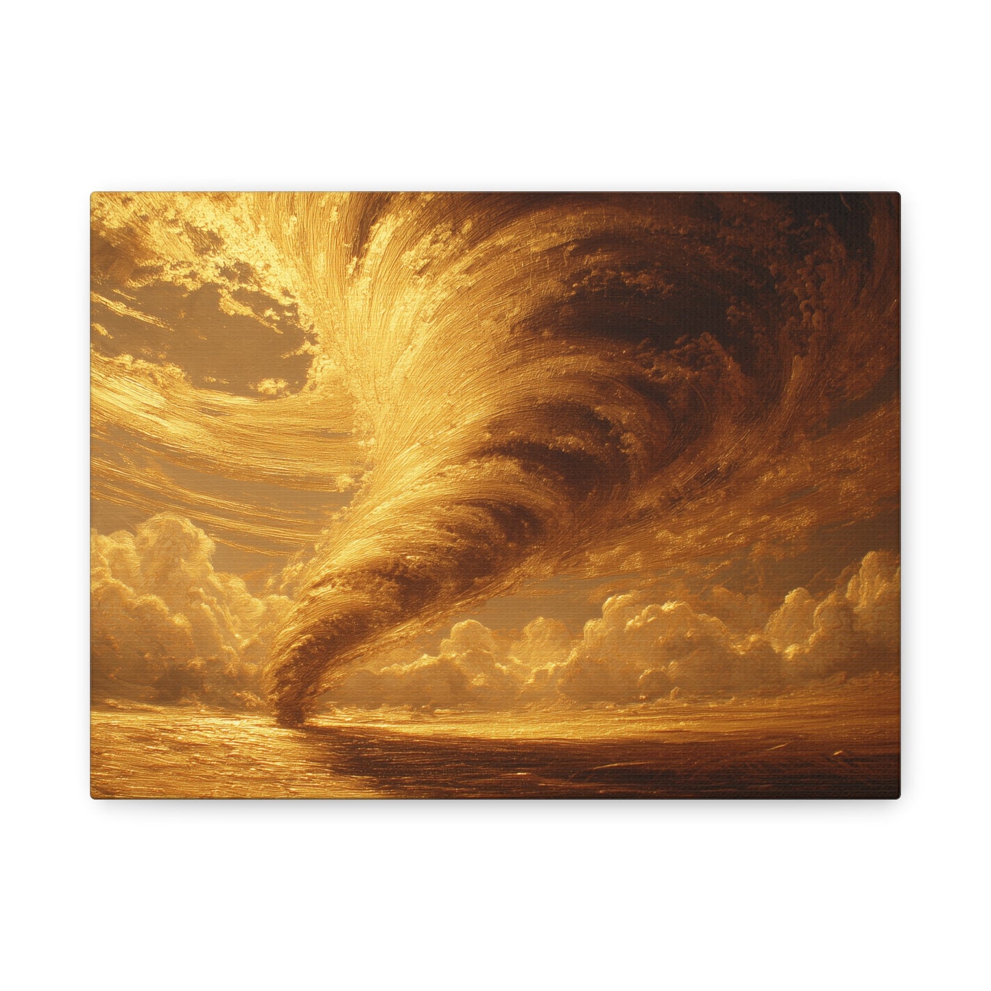 Gold Leaf Tornado Canvas Art - Tornado Art Decor