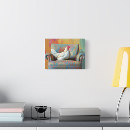 Vibrant Chicken Relaxing On An Elegant Armchair - Canvas