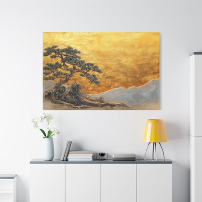 Gold Leaf Elegant Bonsai Tree - Canvas