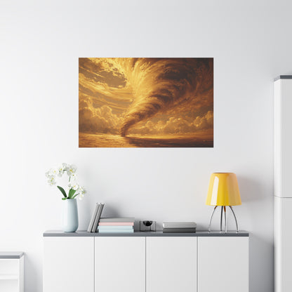 Gold Leaf Tornado Canvas Art - Tornado Art Decor