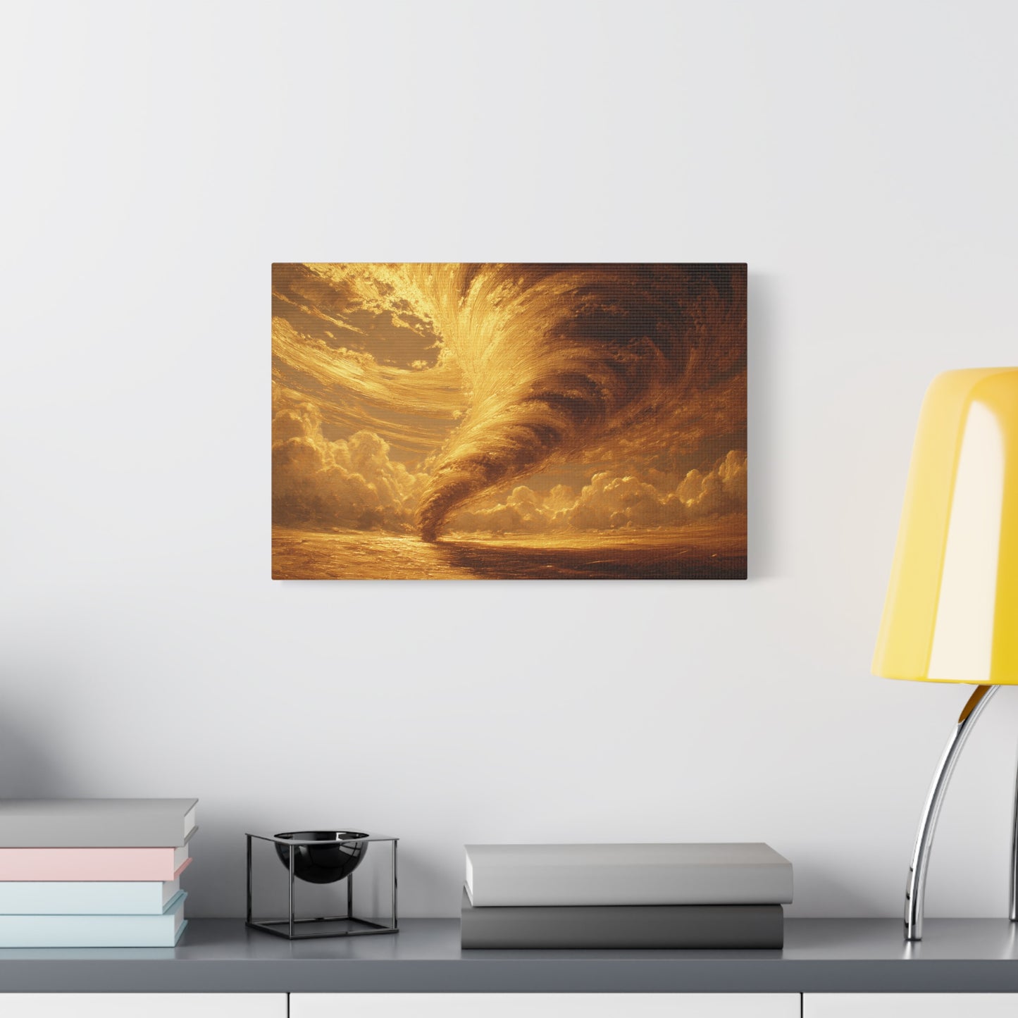 Gold Leaf Tornado Canvas Art - Tornado Art Decor