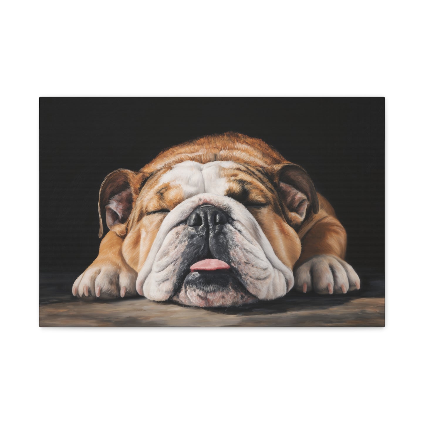 Sleeping Bulldog Canvas Art - Dog Wall Decor