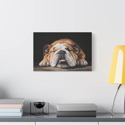 Sleeping Bulldog Canvas Art - Dog Wall Decor