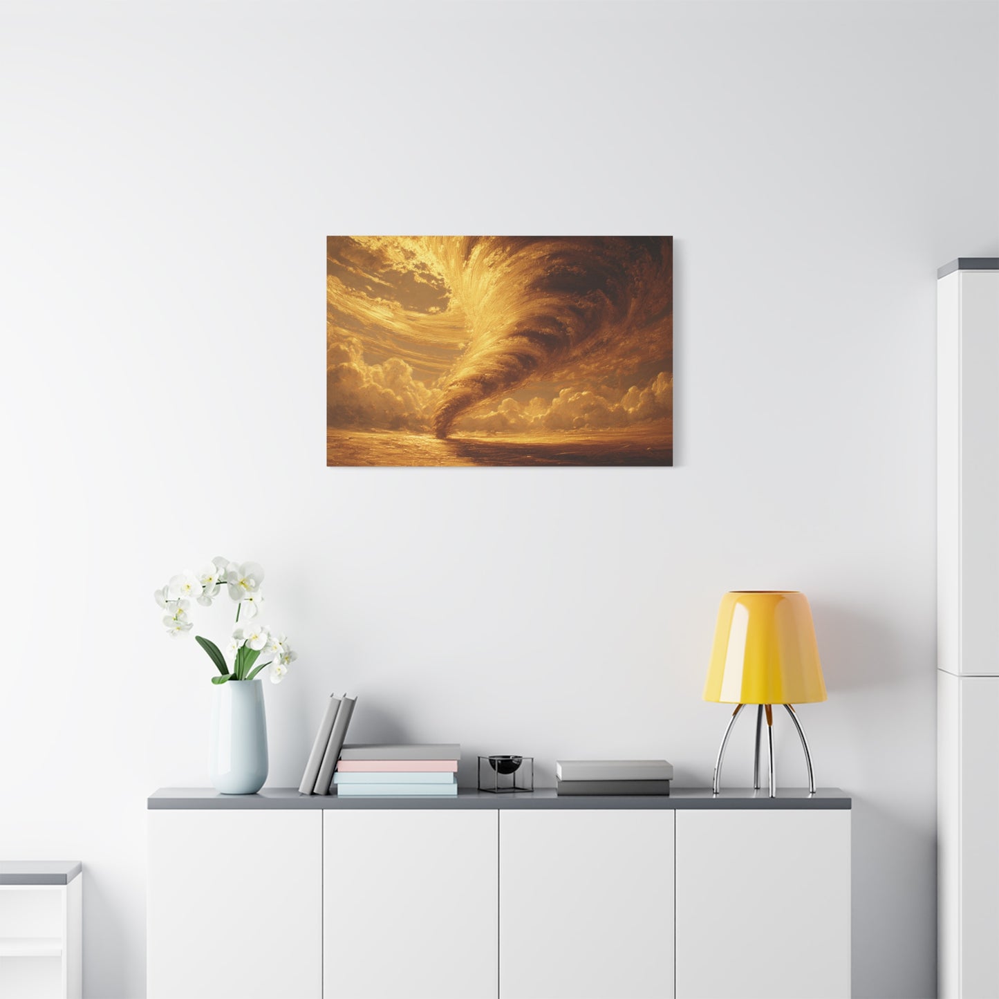Gold Leaf Tornado Canvas Art - Tornado Art Decor