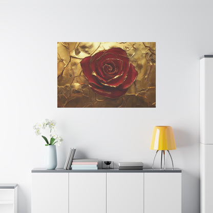 Gold Leaf Elegant Rose - Canvas