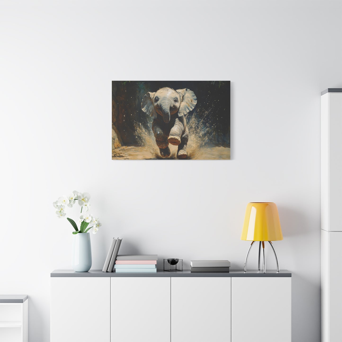 The Playful Elephant Calf Canvas Art