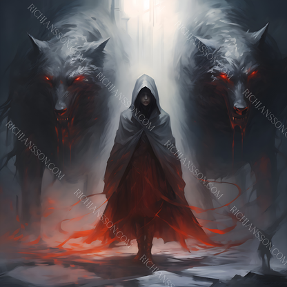 The Empress Of Death With Her Two Shadows - Framed