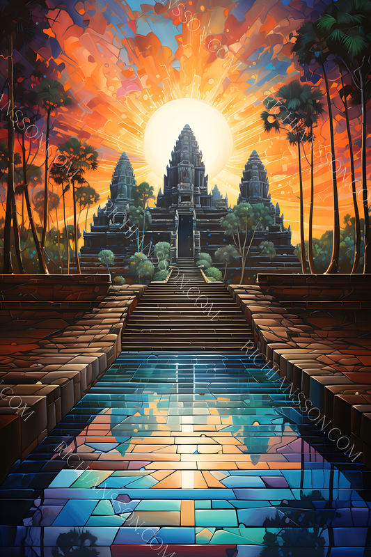 Mosaic Angkor Wat Glossy Art Print